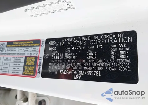 2021 Kia Sportage Lx из США, поврежденный, VIN KNDPMCAC8M7895781